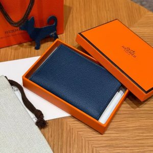 Hermes MC² Euclide Card Holder Handmade In Epsom Calfskin Leather S4 Deep Blue - Image 10