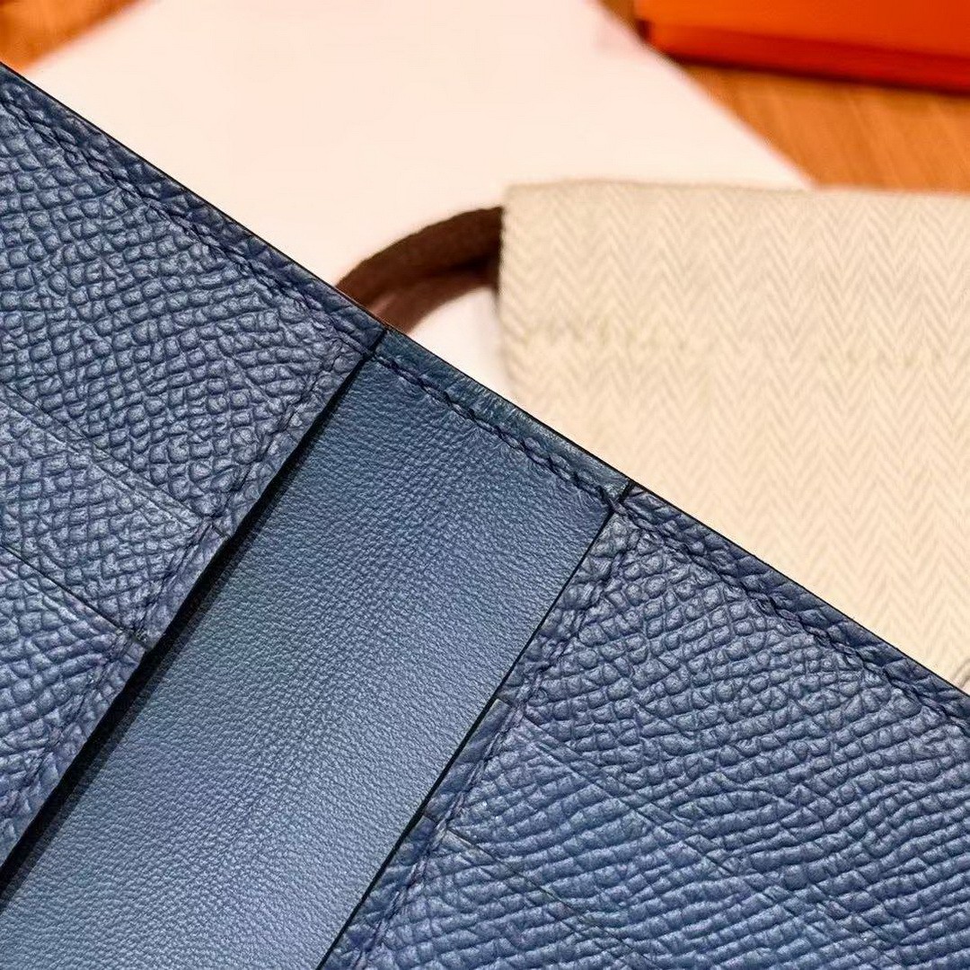Hermes MC² Euclide Card Holder Handmade In Epsom Calfskin Leather S4 Deep Blue - Image 7