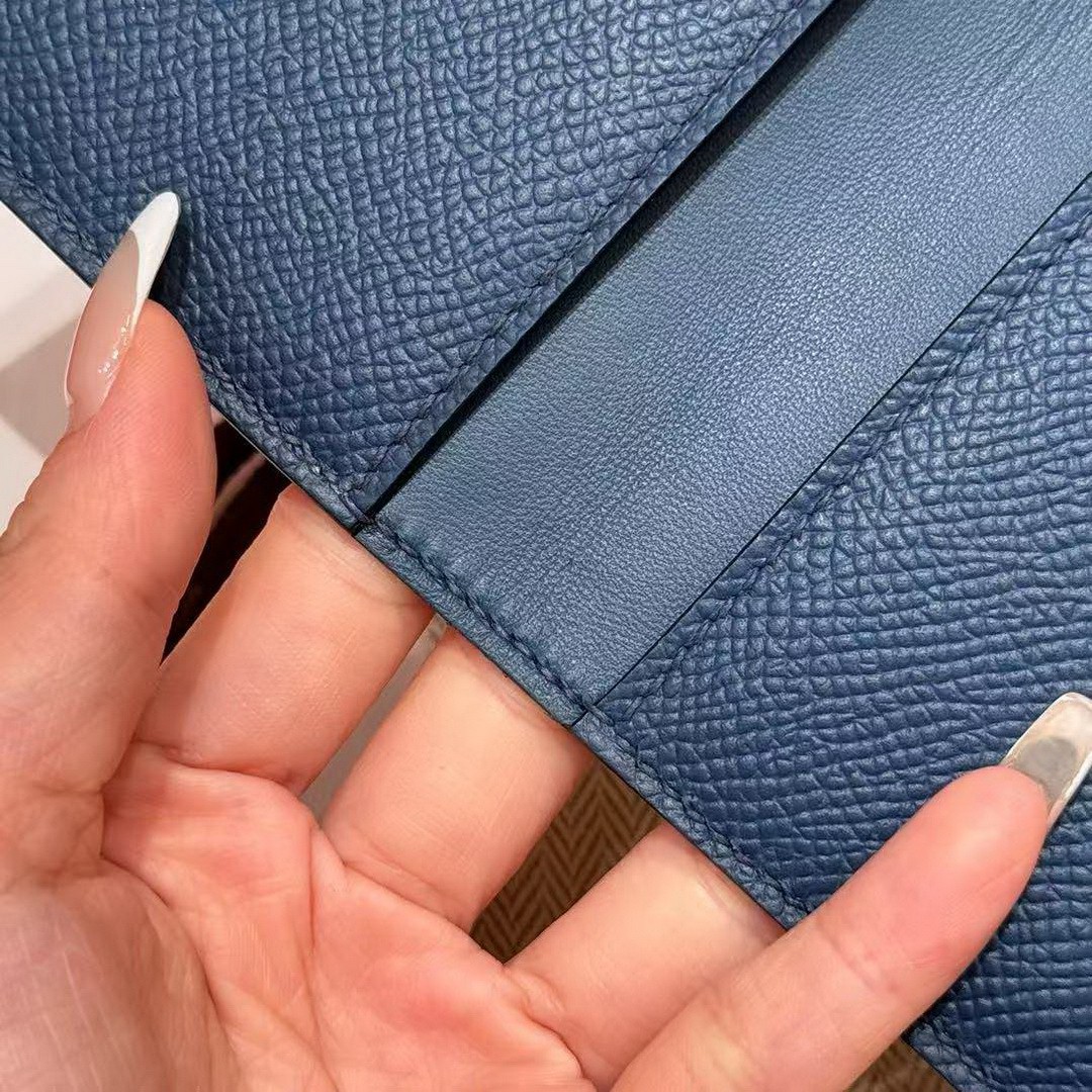 Hermes MC² Euclide Card Holder Handmade In Epsom Calfskin Leather S4 Deep Blue - Image 6