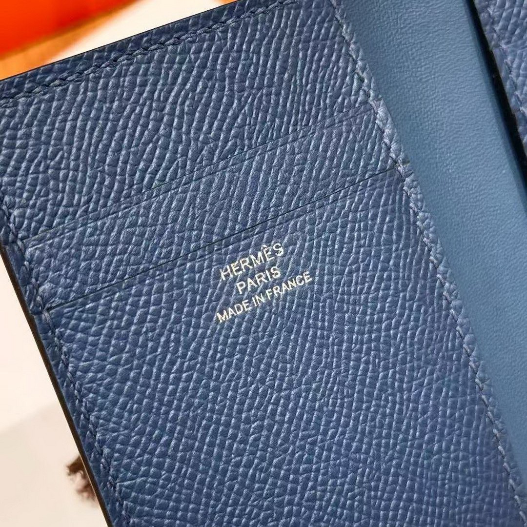 Hermes MC² Euclide Card Holder Handmade In Epsom Calfskin Leather S4 Deep Blue - Image 5