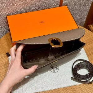Hermes Maillon To Go Wallet Handmade In Epsom Calfskin Leather Gold Hardware ck18 Etoupe - Image 9