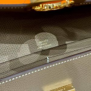 Hermes Maillon To Go Wallet Handmade In Epsom Calfskin Leather Gold Hardware ck18 Etoupe - Image 7