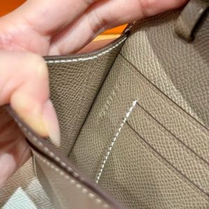 Hermes Maillon To Go Wallet Handmade In Epsom Calfskin Leather Gold Hardware ck18 Etoupe - Image 6