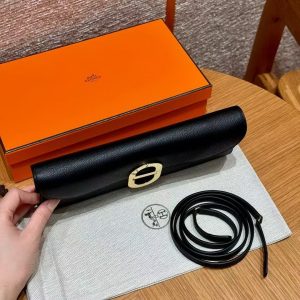 Hermes Maillon To Go Wallet Handmade In Epsom Calfskin Leather Gold Hardware ck89 Noir - Image 12