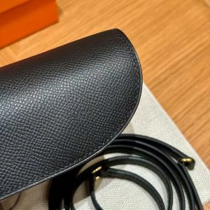 Hermes Maillon To Go Wallet Handmade In Epsom Calfskin Leather Gold Hardware ck89 Noir - Image 9