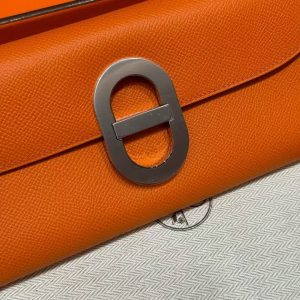Hermes Maillon To Go Wallet Handmade In Epsom Calfskin Leather Silver Hardware 93 Orange - Image 14