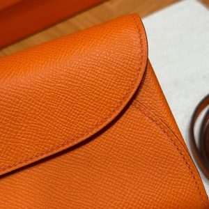 Hermes Maillon To Go Wallet Handmade In Epsom Calfskin Leather Silver Hardware 93 Orange - Image 13