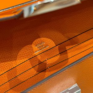 Hermes Maillon To Go Wallet Handmade In Epsom Calfskin Leather Silver Hardware 93 Orange - Image 8