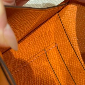 Hermes Maillon To Go Wallet Handmade In Epsom Calfskin Leather Silver Hardware 93 Orange - Image 6