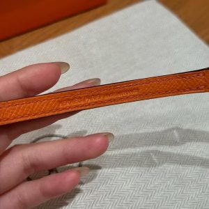 Hermes Maillon To Go Wallet Handmade In Epsom Calfskin Leather Silver Hardware 93 Orange - Image 4