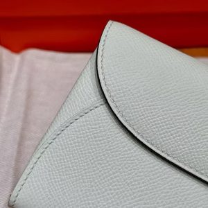 Hermes Maillon To Go Wallet Handmade In Epsom Calfskin Leather Silver Hardware OZ Vert Fizz - Image 10