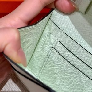 Hermes Maillon To Go Wallet Handmade In Epsom Calfskin Leather Silver Hardware OZ Vert Fizz - Image 4