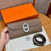 Hermes Maillon To Go Wallet Handmade In Epsom Calfskin Leather Silver Hardware ck18 Etoupe