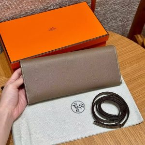 Alternative view of Hermes Maillon To Go Wallet Handmade In Epsom Calfskin Leather Silver Hardware ck18 Etoupe