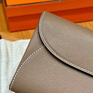 Hermes Maillon To Go Wallet Handmade In Epsom Calfskin Leather Silver Hardware ck18 Etoupe - Image 10