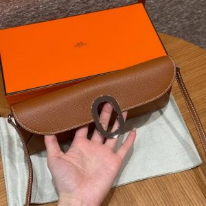 Hermes Maillon To Go Wallet Handmade In Epsom Calfskin Leather Silver Hardware ck37 Gold - Image 10