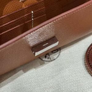 Hermes Maillon To Go Wallet Handmade In Epsom Calfskin Leather Silver Hardware ck37 Gold - Image 6