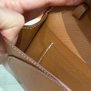 Hermes Maillon To Go Wallet Handmade In Epsom Calfskin Leather Silver Hardware ck37 Gold - Image 5