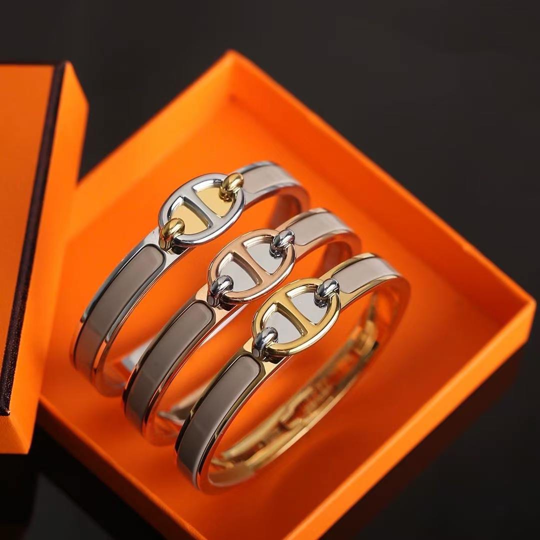 Hermes Mini Clic Chaine d'Ancre Bracelet Plain Enamel Rose Gold Étoupe H209000FO6EPM - Image 2