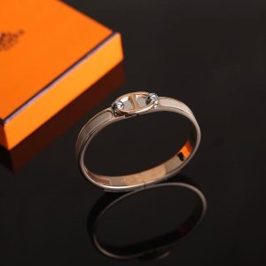 Hermes Mini Clic Chaine d'Ancre Bracelet Plain Enamel Rose Gold Étoupe H209000FO6EPM - Image 5