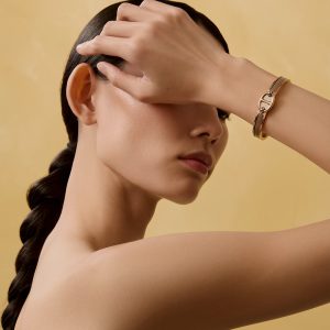 Hermes Mini Clic Chaine d'Ancre Bracelet Plain Enamel Rose Gold Étoupe H209000FO6EPM - Image 3