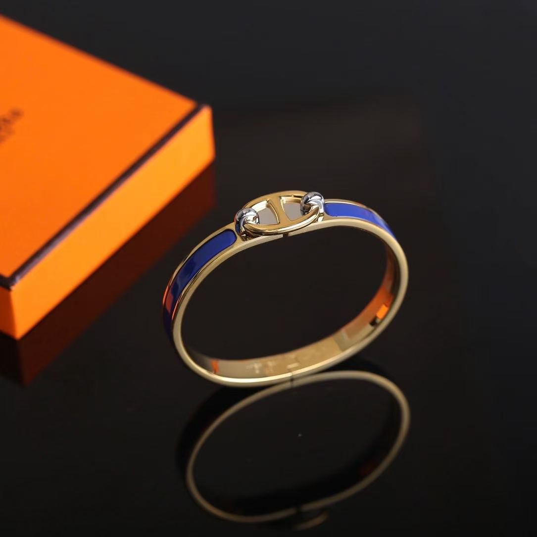 Hermes Mini Clic Chaine d'Ancre Bracelet Plain Enamel Rose Gold Ultramarine H209000FO87PM - Image 9