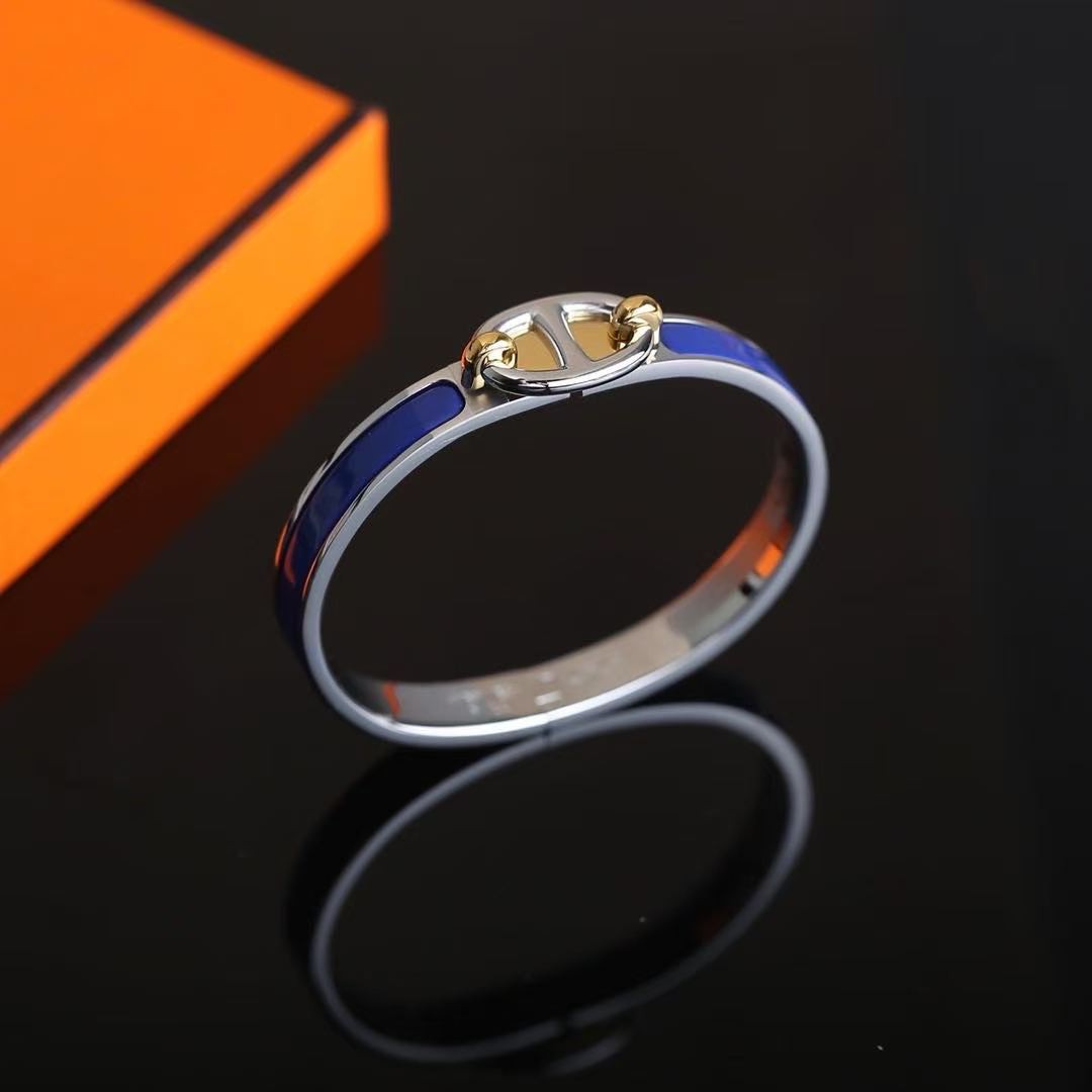 Hermes Mini Clic Chaine d'Ancre Bracelet Plain Enamel Rose Gold Ultramarine H209000FO87PM - Image 7