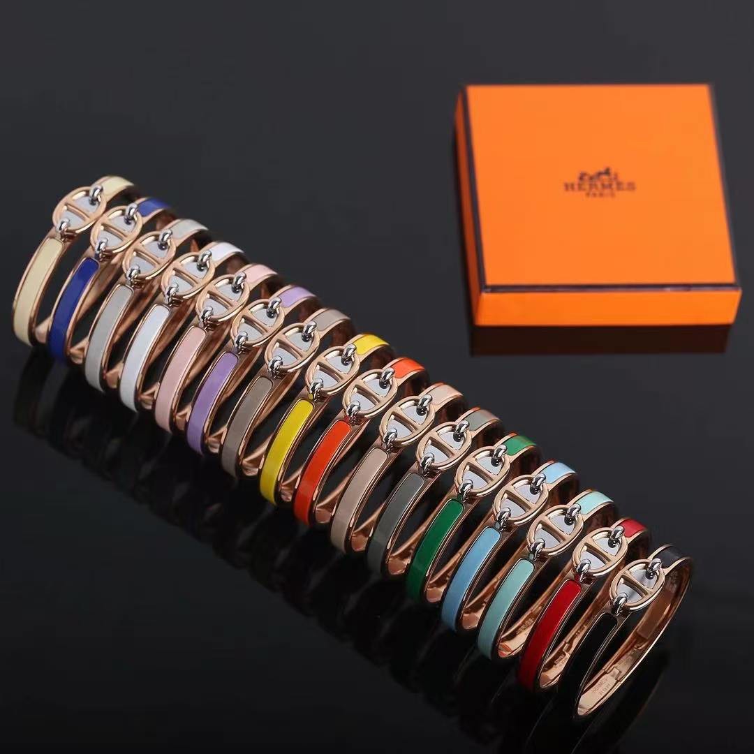 Hermes Mini Clic Chaine d'Ancre Bracelet Plain Enamel Rose Gold Ultramarine H209000FO87PM - Image 4