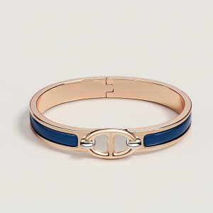 Hermes Mini Clic Chaine d'Ancre Bracelet Plain Enamel Rose Gold Ultramarine H209000FO87PM