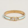 Hermes Mini Clic Chaine d'Ancre Bracelet Plain Enamel Yellow Gold Bleu Polaire H209000F 8XPM
