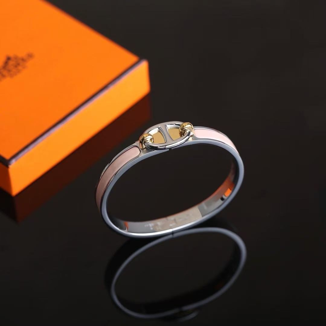 Hermes Mini Clic Chaine d'Ancre Bracelet Plain Enamel Yellow Gold Rose Candeur H209000F 1ZPM - Image 7