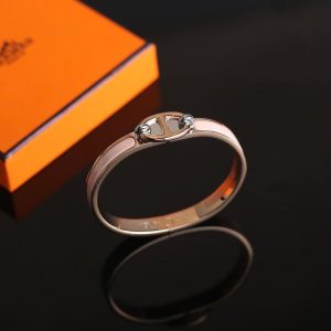 Hermes Mini Clic Chaine d'Ancre Bracelet Plain Enamel Yellow Gold Rose Candeur H209000F 1ZPM - Image 6