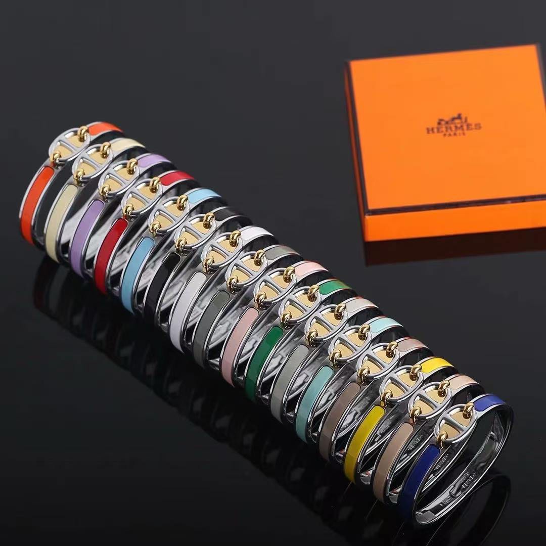 Hermes Mini Clic Chaine d'Ancre Bracelet Plain Enamel Yellow Gold Rose Candeur H209000F 1ZPM - Image 5