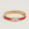 Hermes Mini Clic Chaine d'Ancre Bracelet Plain Enamel Yellow Gold Rouge Amarante H209000F 94PM