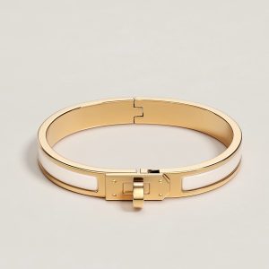 Hermes Mini Clic Kelly Bracelet Plain Enamel Rose Gold Crème H200004FO85GM - Image 5