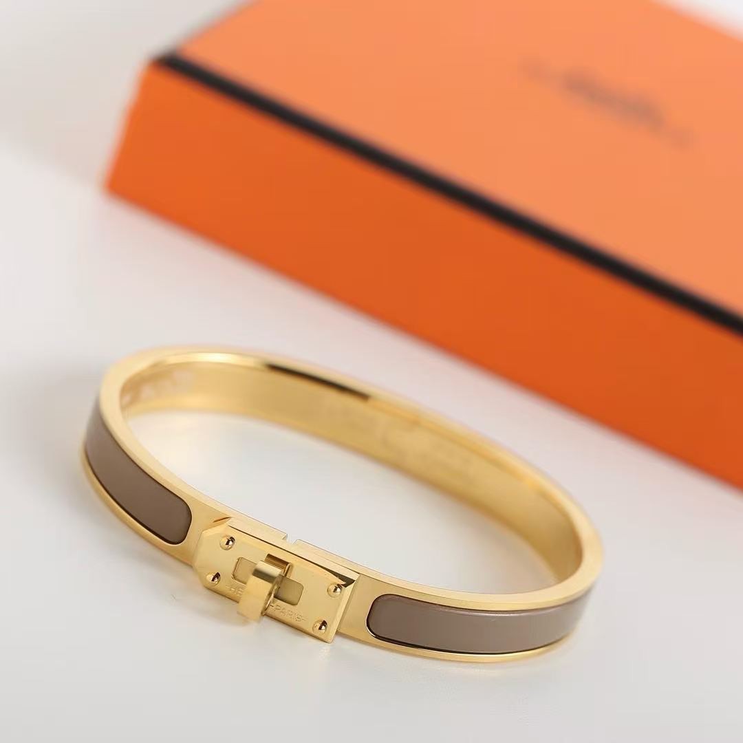 Hermes Mini Clic Kelly Bracelet Plain Enamel Rose Gold Étoupe H200004FO6EGM - Image 8