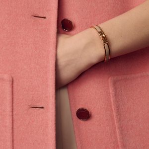Hermes Mini Clic Kelly Bracelet Plain Enamel Rose Gold Marron Glacé H200004FO19GM - Image 3