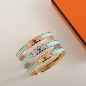 Alternative view of Hermes Mini Clic Kelly Bracelet Plain Enamel Rose Gold Mint H200004FO5TGM