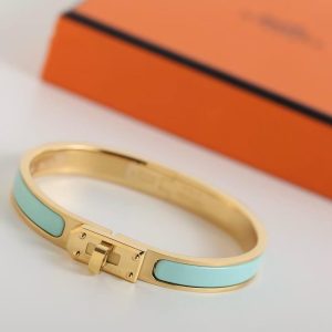 Hermes Mini Clic Kelly Bracelet Plain Enamel Rose Gold Mint H200004FO5TGM - Image 9