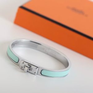 Hermes Mini Clic Kelly Bracelet Plain Enamel Rose Gold Mint H200004FO5TGM - Image 7