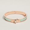 Hermes Mini Clic Kelly Bracelet Plain Enamel Rose Gold Mint H200004FO5TGM