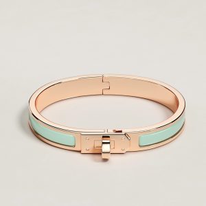 Hermes Mini Clic Kelly Bracelet Plain Enamel Rose Gold Mint H200004FO5TGM
