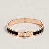 Hermes Mini Clic Kelly Bracelet Plain Enamel Rose Gold Noir H200004FO01GM