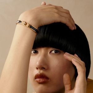 Hermes Mini Clic Kelly Bracelet Plain Enamel Rose Gold Noir H200004FO01GM - Image 7