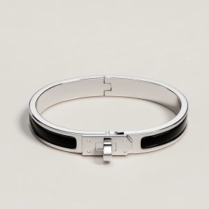 Hermes Mini Clic Kelly Bracelet Plain Enamel Rose Gold Noir H200004FO01GM - Image 6