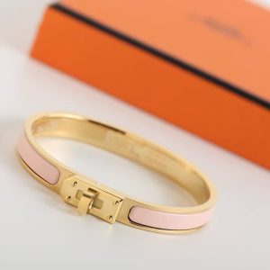 Hermes Mini Clic Kelly Bracelet Plain Enamel Rose Gold Rose Candeur H200004FO1ZGM - Image 13
