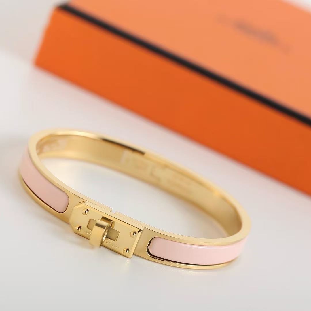 Hermes Mini Clic Kelly Bracelet Plain Enamel Rose Gold Rose Candeur H200004FO1ZGM - Image 13