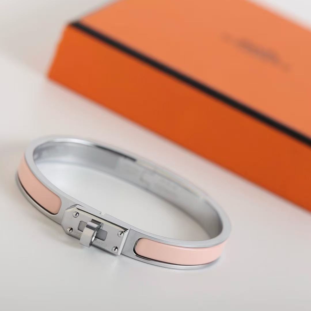 Hermes Mini Clic Kelly Bracelet Plain Enamel Rose Gold Rose Candeur H200004FO1ZGM - Image 12