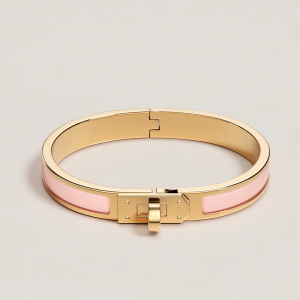 Hermes Mini Clic Kelly Bracelet Plain Enamel Rose Gold Rose Candeur H200004FO1ZGM - Image 5
