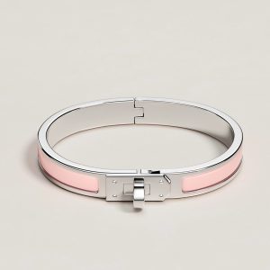Hermes Mini Clic Kelly Bracelet Plain Enamel Rose Gold Rose Candeur H200004FO1ZGM - Image 3